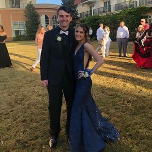 Jovani navy blue shimmery prom dress !
